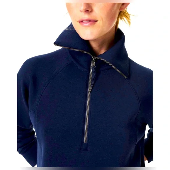 Spanx Large NWR Navy Half-Zip Pullover - Picture 1 of 9
